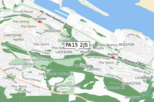 PA15 2JS map - small scale - OS Open Zoomstack (Ordnance Survey) PA15 2JS map - small scale - OS Open Zoomstack (Ordnance Survey)