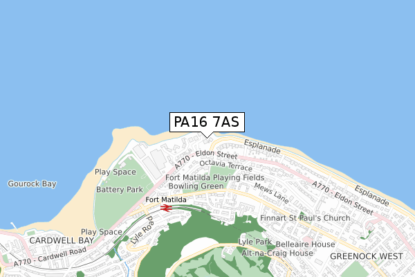 PA16 7AS map - small scale - OS Open Zoomstack (Ordnance Survey)