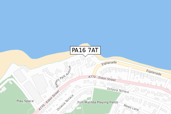 PA16 7AT map - large scale - OS Open Zoomstack (Ordnance Survey)