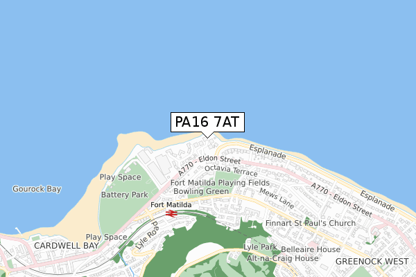 PA16 7AT map - small scale - OS Open Zoomstack (Ordnance Survey)