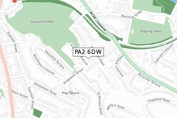 PA2 6DW map - large scale - OS Open Zoomstack (Ordnance Survey)