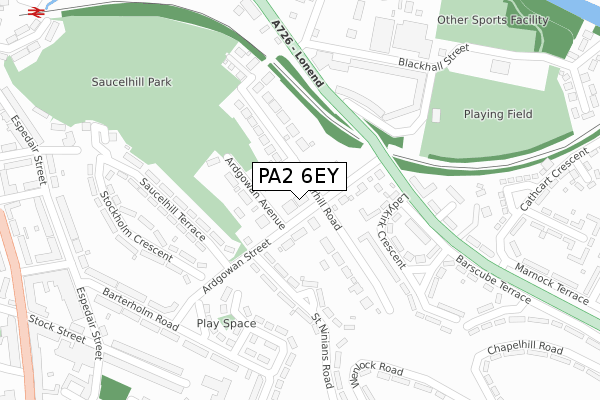 PA2 6EY map - large scale - OS Open Zoomstack (Ordnance Survey)