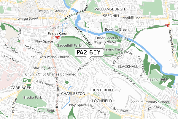 PA2 6EY map - small scale - OS Open Zoomstack (Ordnance Survey)