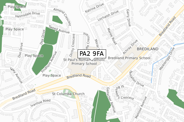 PA2 9FA map - large scale - OS Open Zoomstack (Ordnance Survey)