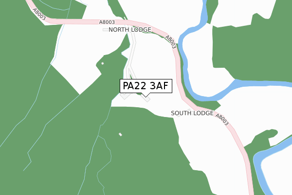 PA22 3AF map - large scale - OS Open Zoomstack (Ordnance Survey)