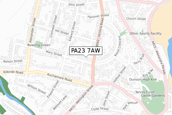 PA23 7AW map - large scale - OS Open Zoomstack (Ordnance Survey)