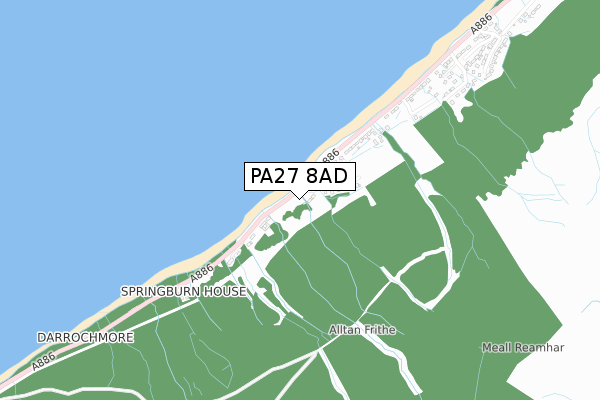 PA27 8AD map - small scale - OS Open Zoomstack (Ordnance Survey)