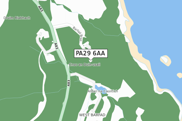 PA29 6AA map - large scale - OS Open Zoomstack (Ordnance Survey)