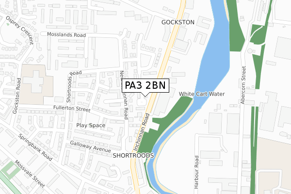 PA3 2BN map - large scale - OS Open Zoomstack (Ordnance Survey)