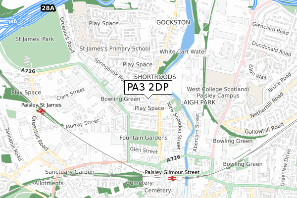 PA3 2DP map - small scale - OS Open Zoomstack (Ordnance Survey)