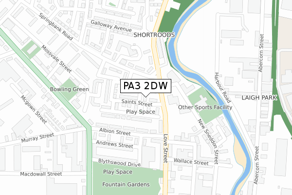 PA3 2DW map - large scale - OS Open Zoomstack (Ordnance Survey)