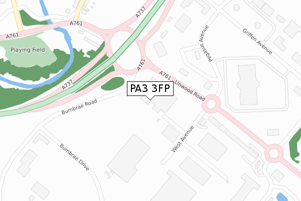 PA3 3FP map - large scale - OS Open Zoomstack (Ordnance Survey)
