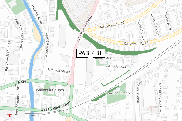 PA3 4BF map - large scale - OS Open Zoomstack (Ordnance Survey)