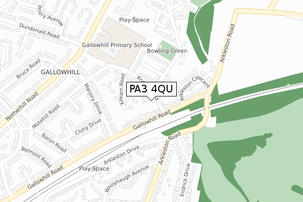 PA3 4QU map - large scale - OS Open Zoomstack (Ordnance Survey)