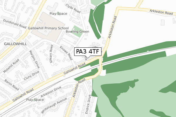 PA3 4TF map - large scale - OS Open Zoomstack (Ordnance Survey)