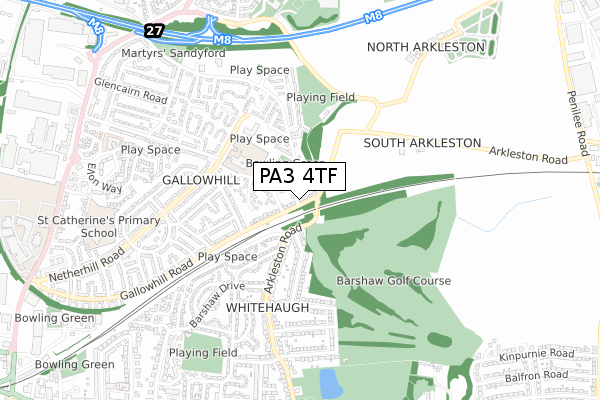 PA3 4TF map - small scale - OS Open Zoomstack (Ordnance Survey)