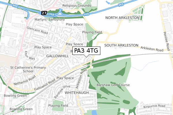 PA3 4TG map - small scale - OS Open Zoomstack (Ordnance Survey)