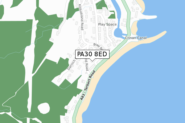 PA30 8ED map - large scale - OS Open Zoomstack (Ordnance Survey)