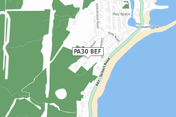 PA30 8EF map - large scale - OS Open Zoomstack (Ordnance Survey)