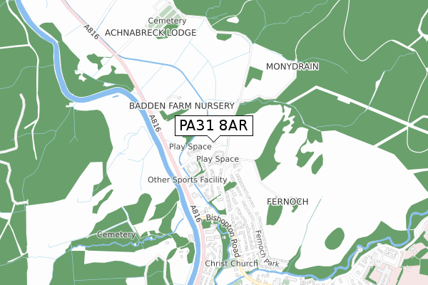 PA31 8AR map - small scale - OS Open Zoomstack (Ordnance Survey)