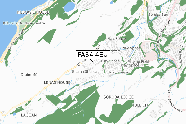 PA34 4EU map - small scale - OS Open Zoomstack (Ordnance Survey)