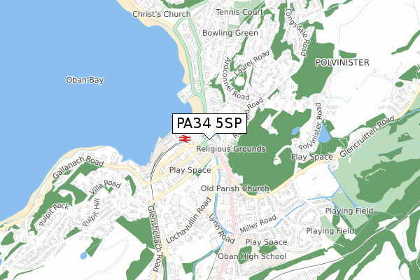 PA34 5SP map - small scale - OS Open Zoomstack (Ordnance Survey)