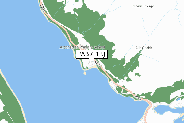 PA37 1RJ map - small scale - OS Open Zoomstack (Ordnance Survey)