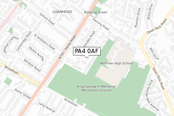 PA4 0AF map - large scale - OS Open Zoomstack (Ordnance Survey)