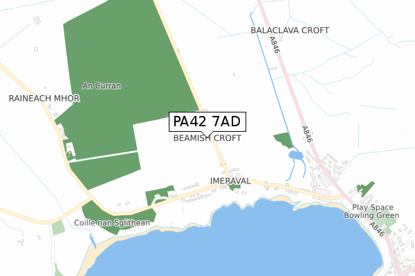 PA42 7AD map - small scale - OS Open Zoomstack (Ordnance Survey)