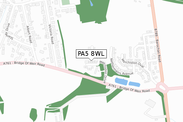 PA5 8WL map - large scale - OS Open Zoomstack (Ordnance Survey)