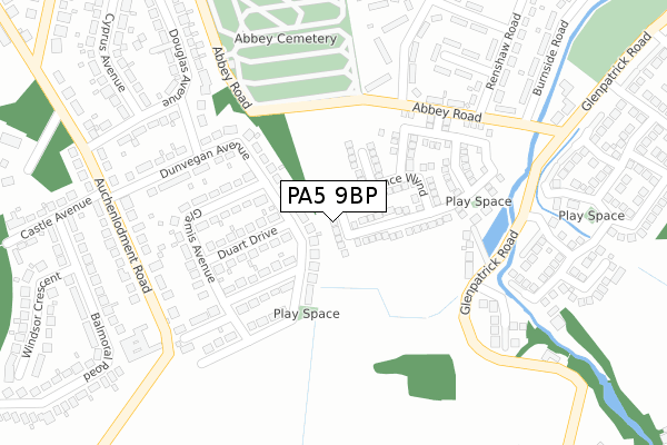 PA5 9BP map - large scale - OS Open Zoomstack (Ordnance Survey)