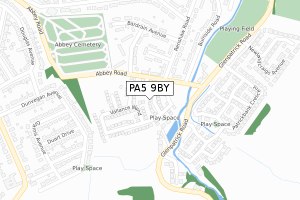 PA5 9BY map - large scale - OS Open Zoomstack (Ordnance Survey)
