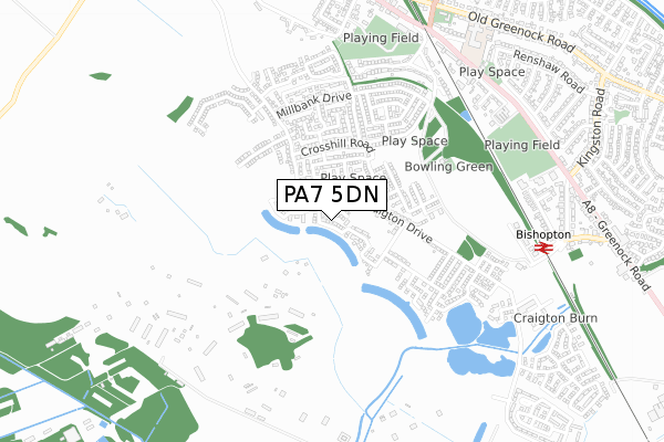 PA7 5DN map - small scale - OS Open Zoomstack (Ordnance Survey)