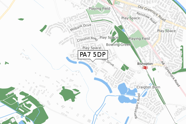 PA7 5DP map - small scale - OS Open Zoomstack (Ordnance Survey)