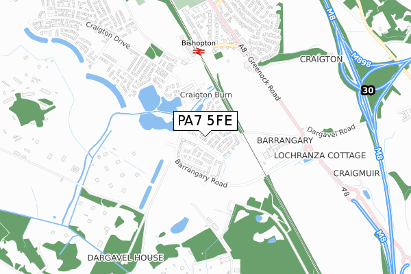 PA7 5FE map - small scale - OS Open Zoomstack (Ordnance Survey)