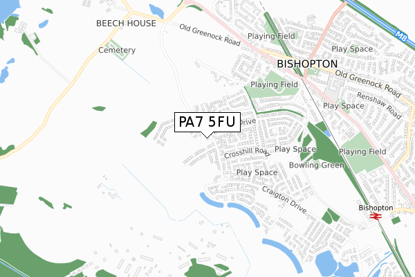 PA7 5FU map - small scale - OS Open Zoomstack (Ordnance Survey)