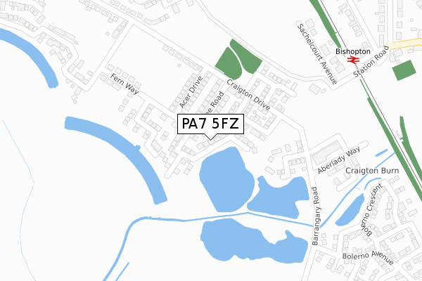 PA7 5FZ map - large scale - OS Open Zoomstack (Ordnance Survey)