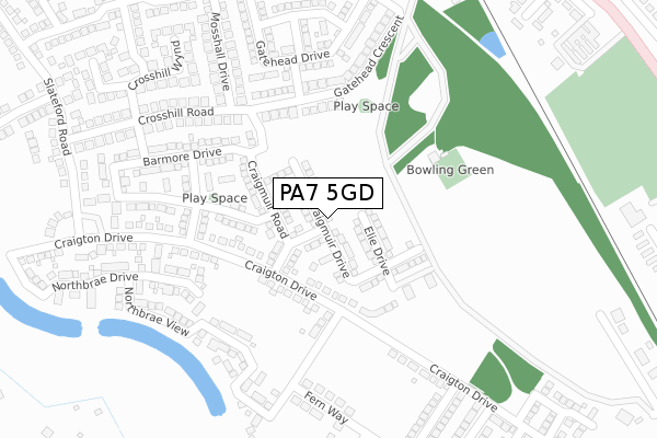 PA7 5GD map - large scale - OS Open Zoomstack (Ordnance Survey)