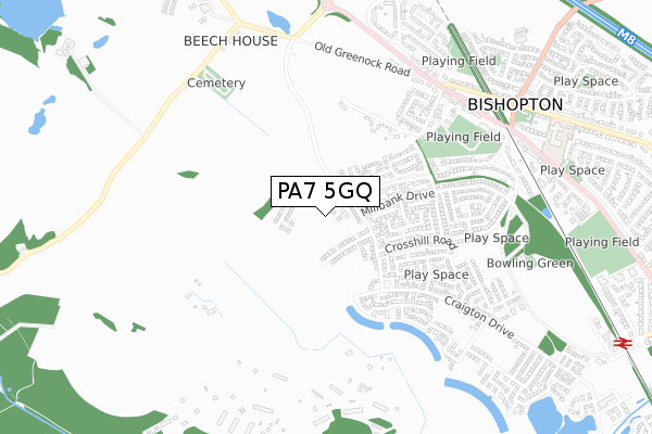 PA7 5GQ map - small scale - OS Open Zoomstack (Ordnance Survey)