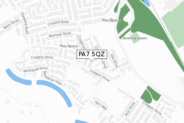 PA7 5QZ map - large scale - OS Open Zoomstack (Ordnance Survey)