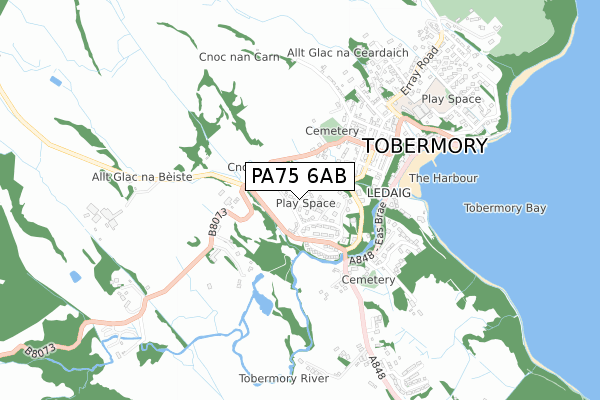 PA75 6AB map - small scale - OS Open Zoomstack (Ordnance Survey)