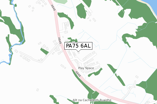 PA75 6AL map - large scale - OS Open Zoomstack (Ordnance Survey)