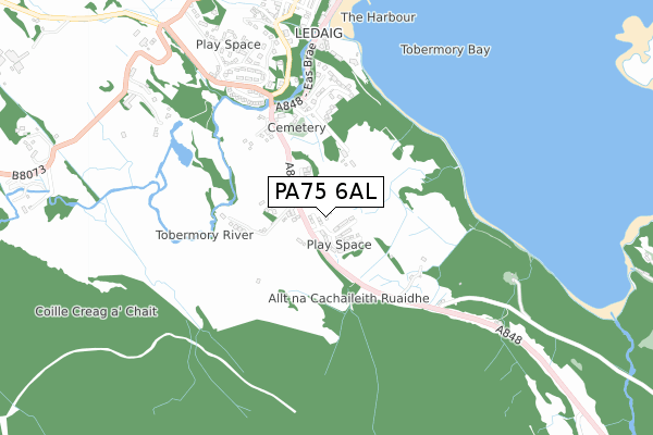 PA75 6AL map - small scale - OS Open Zoomstack (Ordnance Survey)