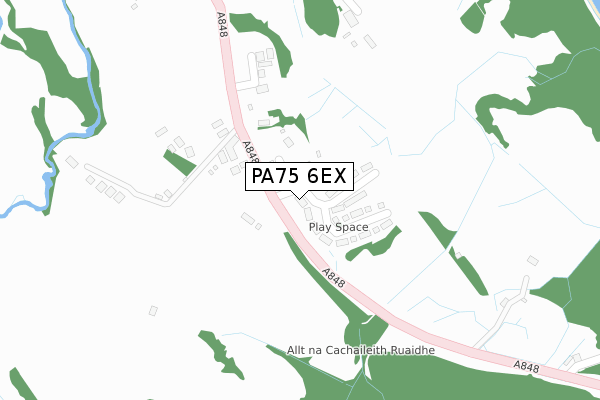 PA75 6EX map - large scale - OS Open Zoomstack (Ordnance Survey)