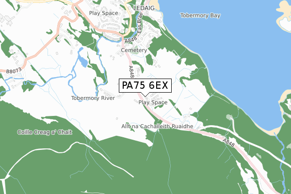 PA75 6EX map - small scale - OS Open Zoomstack (Ordnance Survey)
