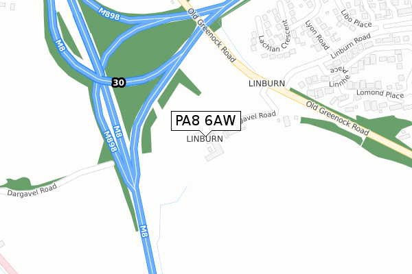 PA8 6AW map - large scale - OS Open Zoomstack (Ordnance Survey)