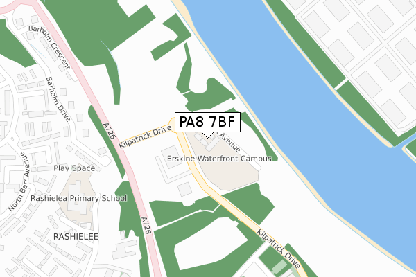 PA8 7BF map - large scale - OS Open Zoomstack (Ordnance Survey)