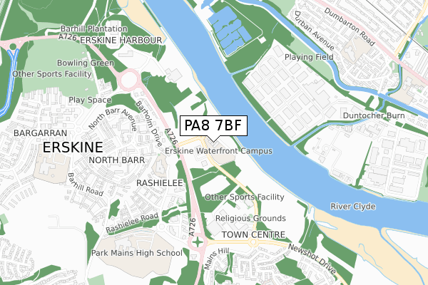 PA8 7BF map - small scale - OS Open Zoomstack (Ordnance Survey)