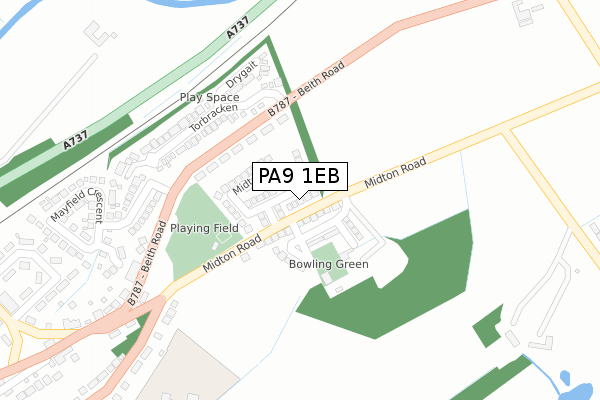 PA9 1EB map - large scale - OS Open Zoomstack (Ordnance Survey)