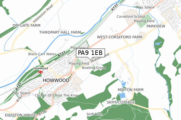 PA9 1EB map - small scale - OS Open Zoomstack (Ordnance Survey)